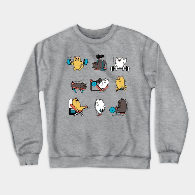 Leg Day with Cat Cat Crewneck Sweatshirt by huebucket